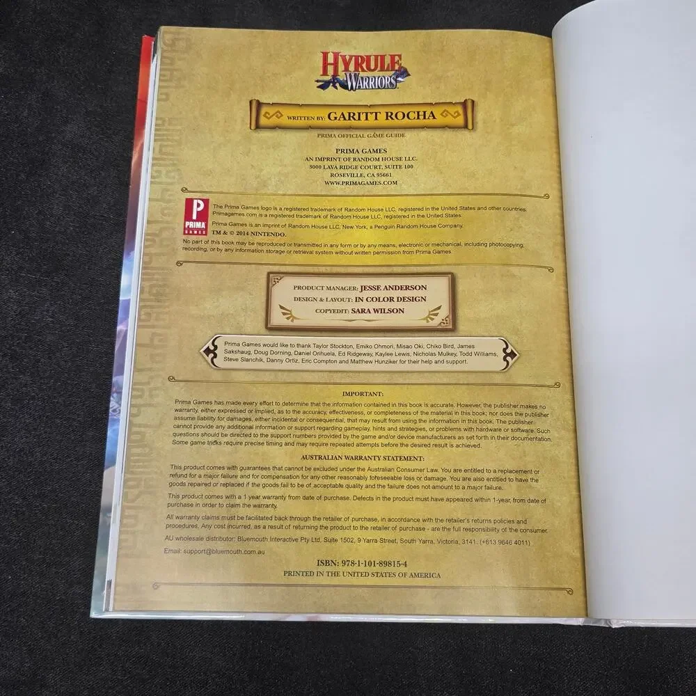The Legend of Zelda Hyrule Warriors Hardcover Game Strategy Collector's Book